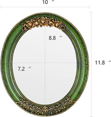 Oval Resin Vintage Mirror, Wall Mounted Decorative Mirror for Entryway