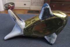VTG Japanese Ceramic & Brass Fish 6½» Owned by Veteran of Famous Nisei Regiment