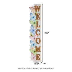 42 In. H Solid Wood WELCOME Porch Sign with Butterfly