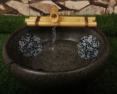 Bamboo Water Fountain Medium 12 Inch Three Arm Style without Pump, Indoor or Out