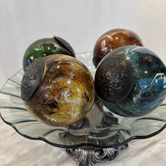 Kirkland’s Marbled Glass Orbs Set of 4 Medium Decorative Glass Bowl Decor Resin