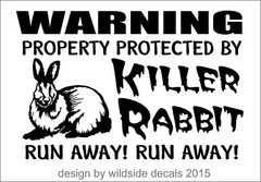 Funny Killer Rabbit Decal Warning Run Away Monty Python vinyl car sticker