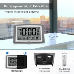 Elegant 12.5″ Atomic Clock with Indoor/Outdoor Temperature – Battery Operated