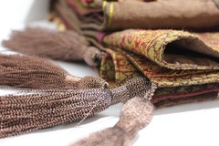 Embroidered Boho Botanical Faux Silk Throw Bed Drape Velvet Trim Tassels 51×60″