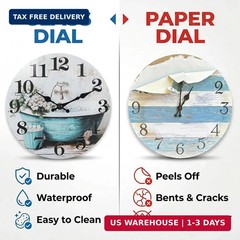 Bathroom Wall Clock,Rustic Style Waterproof Glass Shower Clock Wall Clock for Ba