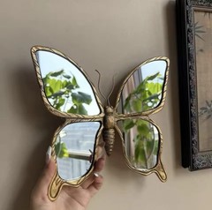 Vintage Butterfly Wall Mirror Ornate Decorative Antique Style Mirror Wall Decor