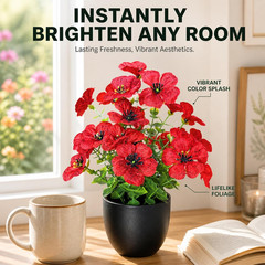 Small Fake Plants 4 Packs Artificial Flowers in Pots Home Decor Fake Flowers Dec