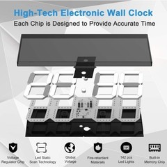 Large LED Wall Clock Remote Control Auto Dimmer Countdown Timer White Display