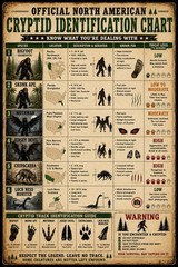 Funny Cryptid Identification Chart 8×12 Metal Sign Bigfoot Mothman Chupacabra