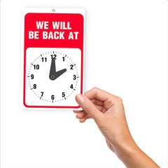 Will Return Sign with Clock – 1 Pack – 9.25 X 5.75 Inch – Bright Red and White C