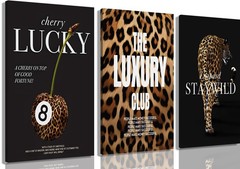 Fashion Leopard Wall Art Set of 3, Trendy Animal Print Canvas Wild Cheetah In…