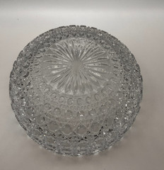 LARGE 9 1/4″ VTG Round Bowl AMC13 Lead Crystal Criss-Cross & Cane American Cut