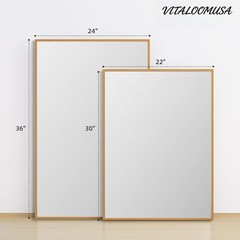 2-Pack 22″x30″ Matte Gold Vanity Mirror, Wall Mount, Vertical or Horizontal
