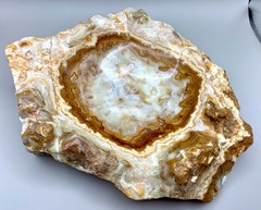 Natural Onyx Stone Bowl Console Banded White Brown Honey Polished 10″ 6 lb 5 oz