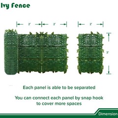 3’x14′ Artificial Faux Laurel Ivy Leaf Outdoor Privacy Hedge w/ Plastic Backing