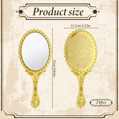 24 Pcs Vintage Handheld Mirror for Makeup with 9.8″ x 4.5″, 24 Pcs, Gold