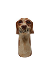 ANTHROPOLOGIE Blood Hound Dog Bud Vase Brown White Stonewear Decorative