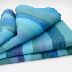 SOFT&WARM STRIPED ALPACA WOOL BLANKET 96″ x 68″ STRIPED TURQUOISE OCEAN HUES