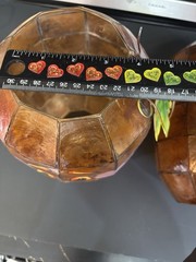 Set Of 4 Capiz Type Material Pumpkins, 2 Sizes. See Pictures For Measurements