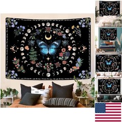 Unique Boho Butterfly Tapestry – Stunning Floral Design, 48» x 36», Easy Care