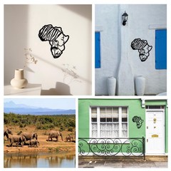 Africa Map Metal Wall Art Decor, Matte Style Wall Hanging Decor Silhouette Wa…