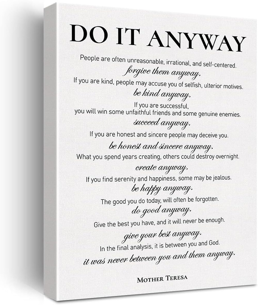 Inspirational Canvas Wall Art Motivational Do It Anyway Quote Canvas Print Posit