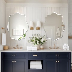 Frameless Irregular Wall Mirror Beveled Edge Sliver Glass Bathroom Vanity Mirror