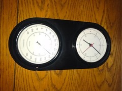 WALL CLOCK w/ THERMOMETER …RARE . Vertical or Horizontal Mount