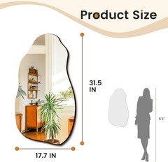 Artistic Irregular Wall Mirror for Living Room & Bathroom – 32» x 18»