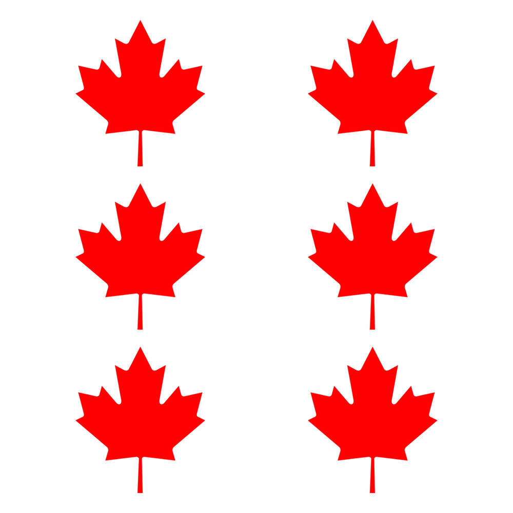 New – Set of 6 – Canadian Maple Leaf Vinyl Decal – Canada Flag Symbol Sticker