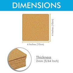 Self-Adhesive Cork Squares 4×4 Inches Cork Backing Sheets Cork Tiles Coasters