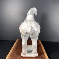 Vintage Tang Dynasty War Horse Sculpture Chinese Glazed Ceramic Statue 12 inches