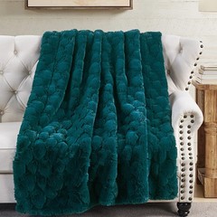 Cloud Carved Faux Fur Throw Blanket Luxurious Soft Reversible Micromink Blanket