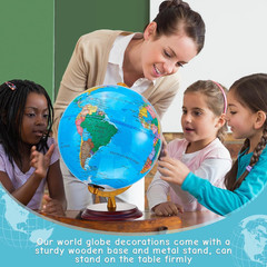 13» Illuminated World Globe for Adults 720°/360° Rotation Rewritable Kids Light