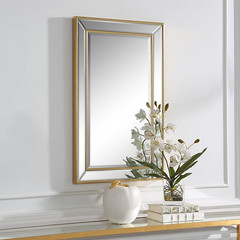 Solitha Gold Rectangle Bathroom Vanity Mirror | 20×32 in. Modern Design