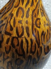 Leopard Print Safari Tall Vase With Mettal Scroll 18-inch Tall 8 Inch Wide