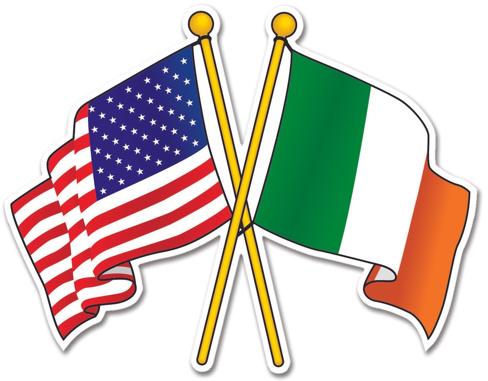 Irish American Cross Flags Together Ireland Irish Decal Sticker