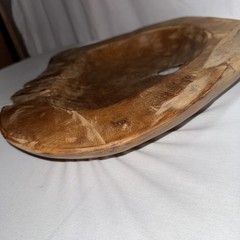 Live Edge Burl Wood Bowl Natural Root Centerpiece Hand Carved Organic Teak 16”