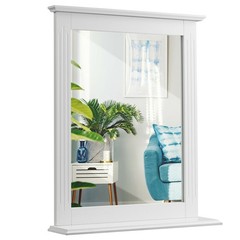 Bathroom Wall Mirror W/Shelf Square Vanity Makeup Mirror Multipurpose Usage