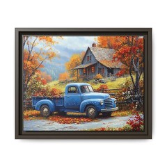 Upper New York Autumn Fall Scene Framed Canvas Print Old House Old Truck