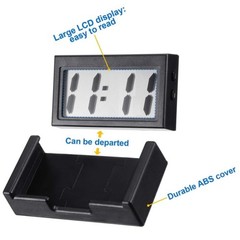 3PCS Mini Car Clocks – Large LCD Display, Shockproof & Mountable for Safety