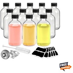 Glass Bottles 2oz Clear Leakproof Mini Travel Bottle Set with Funnels