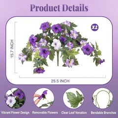 Charming 2PCS Silk Petunias – UV & Water-Resistant Faux Flowers for All Seasons