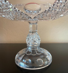 Vintage Clear Cut Pressed Glass Round Pedestal Bowl Compote Centerpiece Bowl