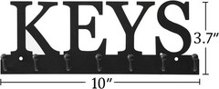 Decorative Key Hooks for Wall – 7 Hook Black Metal Organizer Hanger – 10 Inch