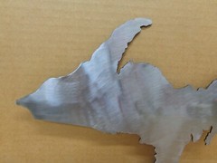 Upper Peninsula of Michigan Metal Wall Art 16″ x 9″ Natural Steel Clear Coat