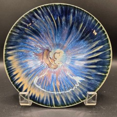 Bliss Alaska Art Studio Pottery Blue Crystalline Glaze Decorative Bowl Signed 6″