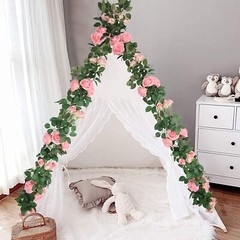 7.5 Ft Garland Wall Artificial Hanging Rose Flower Vine Deep Pink Wedding Decor