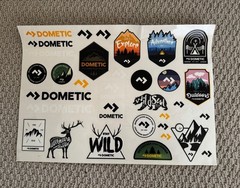 Sheet of 36 DOMETIC Stickers Cooler RV Bumper Window Wild Outdoor Bear Buck Lot