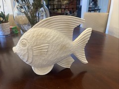 Hand Carved Wooden Fish Decor White (good condition, see description & images)